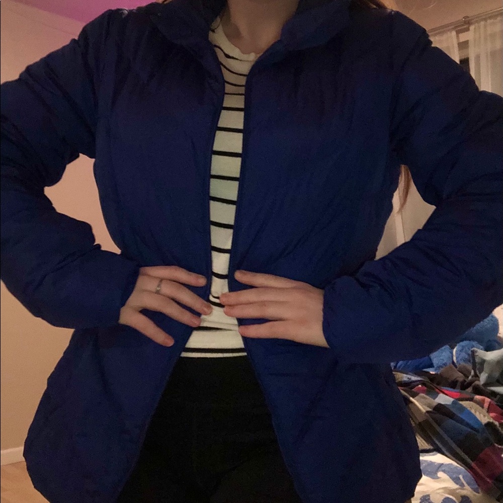 AMAZING ROYAL BLUE STYLISH DOWN COAT LANDS END - Picture 1 of 5